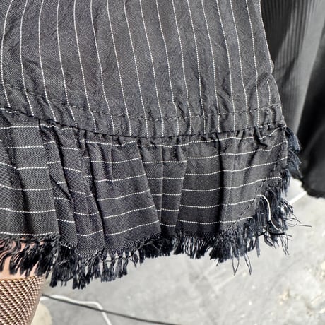 【ARCHIVE STANCE】cupro stripe maxi frill hem dress