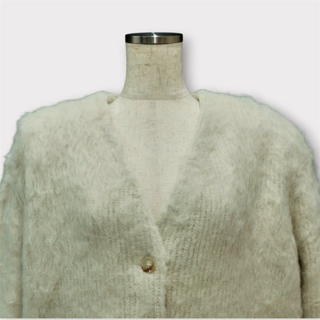 【ARCHIVE STANCE】power shoulder shaggy cardigan