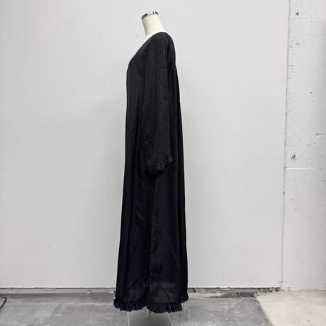 【ARCHIVE STANCE】cupro stripe maxi frill hem dress