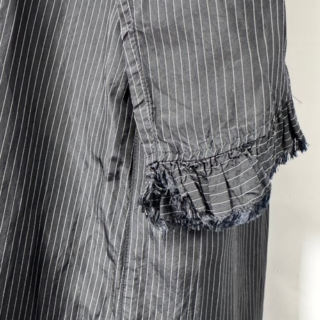 【ARCHIVE STANCE】cupro stripe maxi frill hem dress