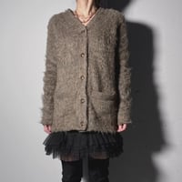 【ARCHIVE STANCE】power shoulder shaggy cardigan