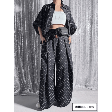 【PROVOKE】dot tuck super wide pants