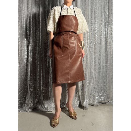 【PROVOKE】 pigment fake leather apron dress