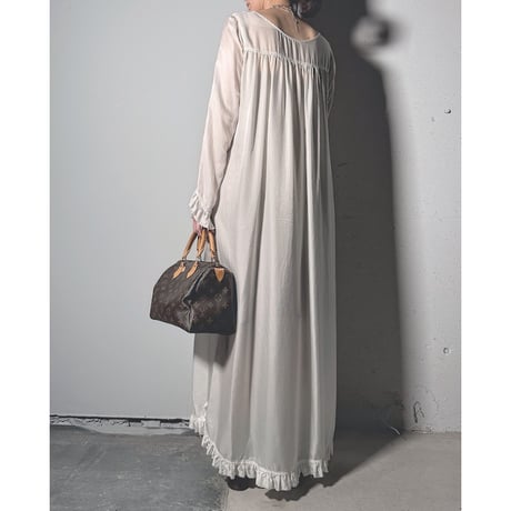 【ARCHIVE STANCE】cupro maxi frill hem dress（offwhite）