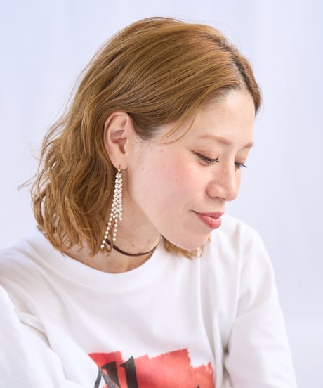 粒パールジャラっとピアス・イヤリング