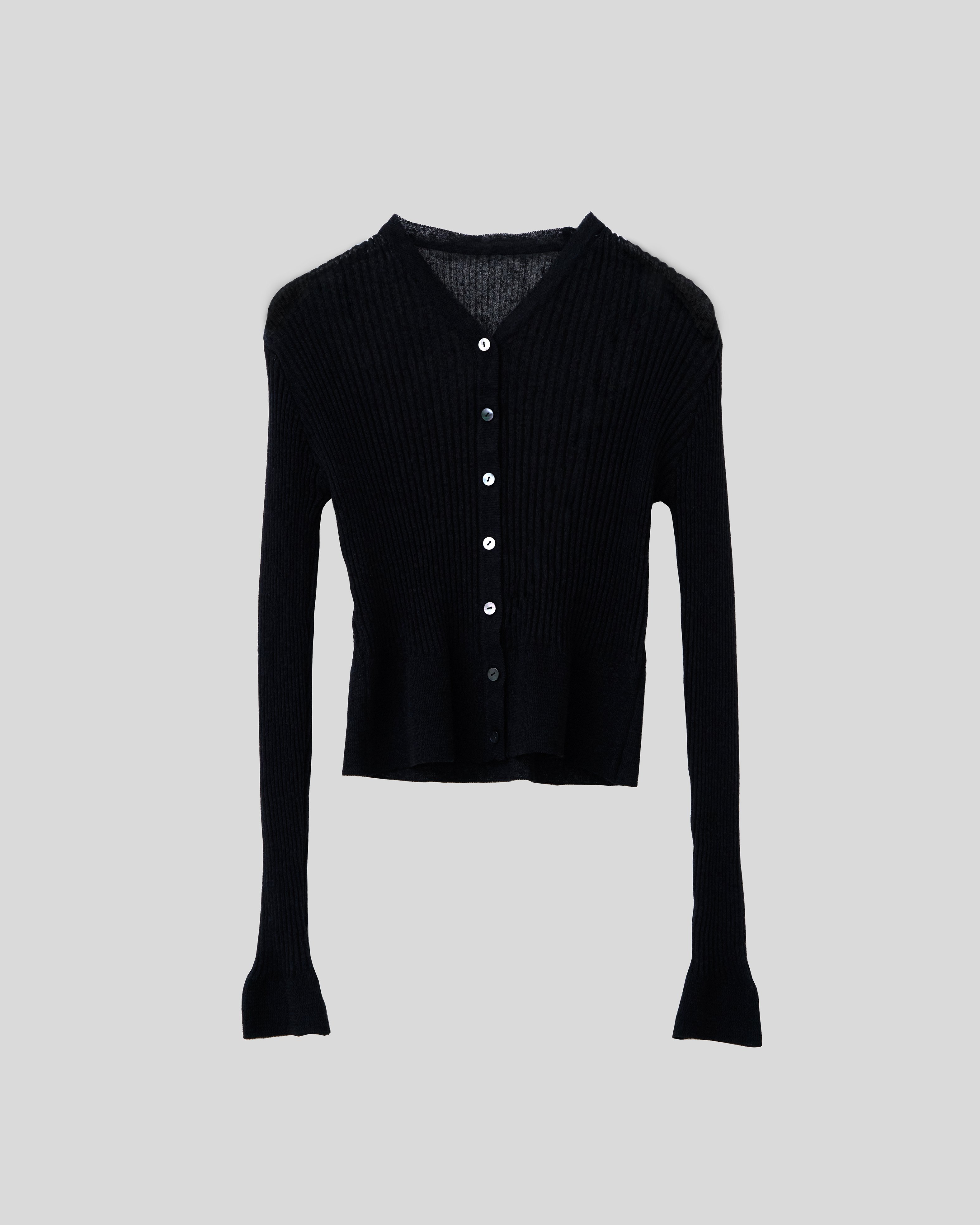 ENOF sheer cardigan イナフ カーディガン ブラック シアー Sheer Rib Cardigan | Na.e