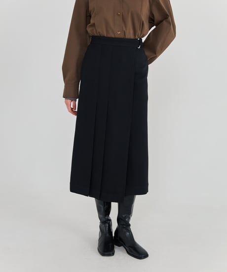 Wrap Pleated Skirt
