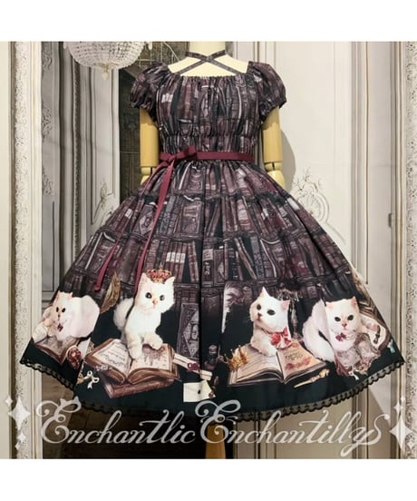 Enchantlic Enchantilly／Queen Cat 〜秘密の書斎〜 ワンピース (クラシックブラック)
