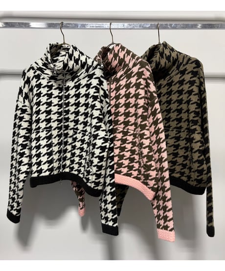 ★オトク早割ご予約★　千鳥柄ニットZIPカーディガン MGKN26134A MARGAUX VINTAGE