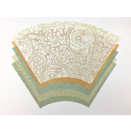 【限定特価】こきん製 本鳥の子 からかみ紋様 扇面いろいろセット（B） 15×30×17㎝　5枚入