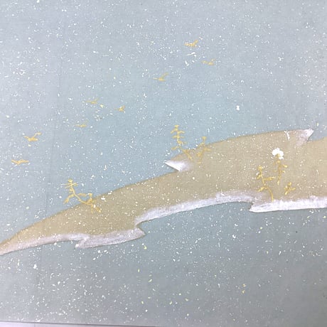 【現品限り】36×45㎝　本鳥の子 手書き紋様入り 切継全体砂子　1枚売り