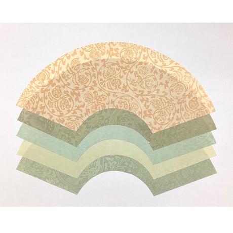 【限定特価】こきん製 本鳥の子 からかみ紋様 扇面いろいろセット（A）11.8×35×16㎝　5枚入
