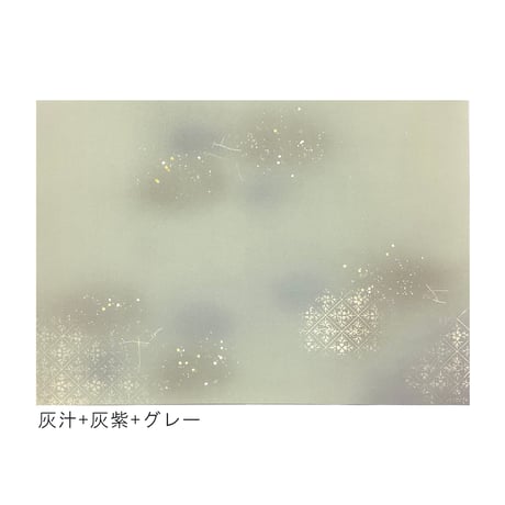 全懐紙 新鳥の子 薄具引三色特殊ﾎﾞｶｼ 新沙ゴールド打 中小切箔砂子野毛 薄布目ローラー  1枚売り