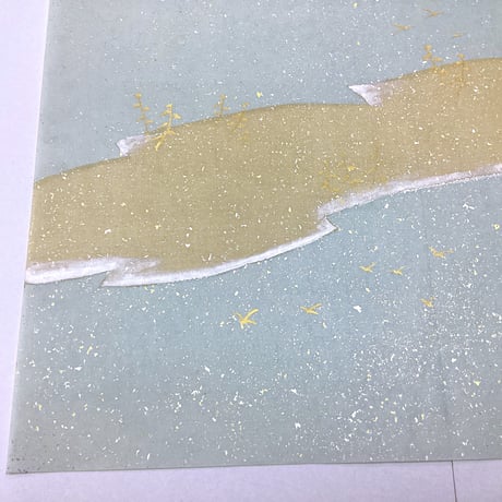 【現品限り】36×45㎝　本鳥の子 手書き紋様入り 切継全体砂子　1枚売り