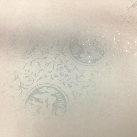 全懐紙 新鳥の子 薄具引三色特殊浮雲ボカシ 新沙色打切箔砂子ローラー １枚売り
