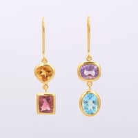 heart shape citrine pink tourmaline amethyst blue topazピアス