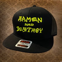 RAMEN&DESTROY® ラーメン＆デストロイ Original MESH CAP ブラック×ネオンイエロー