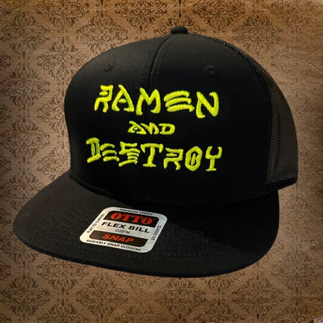 RAMEN&DESTROY® ラーメン＆デストロイ Original MESH CAP ブラック×ネオンイエロー
