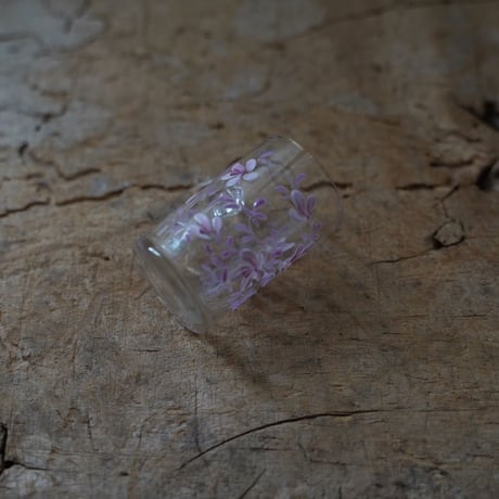 フランス・ピンクの小花・花模様のショットグラス