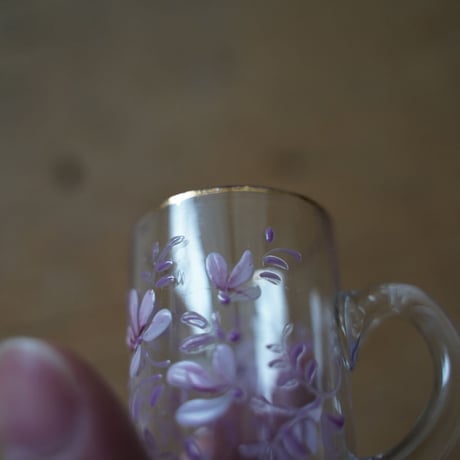 フランス・ピンクの小花・花模様のショットグラス