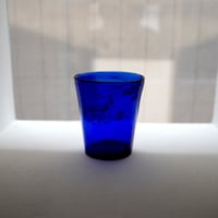 青・フランス アンティーク 吹きガラスのグラス