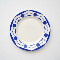 フランス・Digoin & Sarreguemines のお皿 ・チャイブ青いお皿/ 金継ぎ