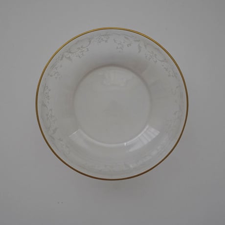 ベルギー・金縁の白い花の中鉢