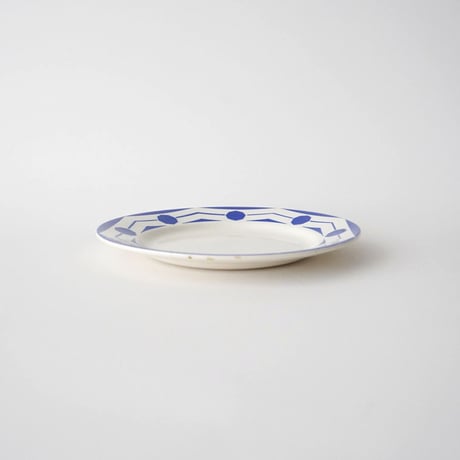 フランス・Digoin & Sarreguemines のお皿 ・チャイブ青いお皿/ 金継ぎ