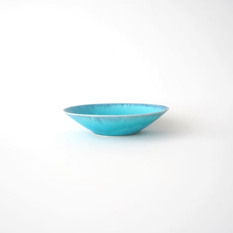 8/  藍流しトルコブルー浅鉢 (M)