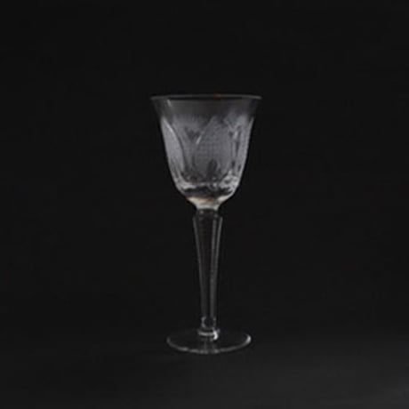 ボヘミアンガラス カットワイングラス /金継ぎ