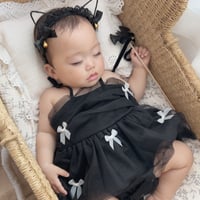 white/black チュールキャミシフォンリボンロンパースドレス(1510)