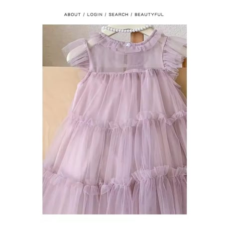 kids blue/pink パステルティアードminiリボンドレス(2354)