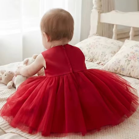 レッドカラーウエストminiリボンドレス(2392)