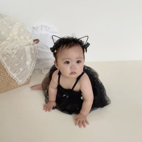 white/black チュールキャミシフォンリボンロンパースドレス(1510)