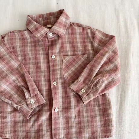 pink/coffee Autumnチェックシャツ(2368)