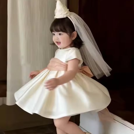 サーモンピンクウエストマークサテンワンピース(2366)