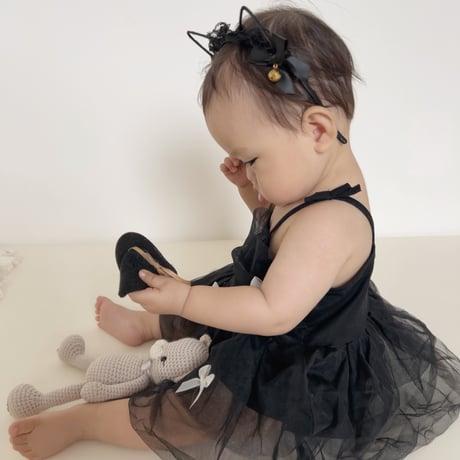 white/black チュールキャミシフォンリボンロンパースドレス(1510)