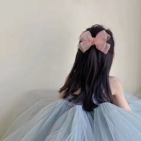 4color リボンシフォンチュールヘアクリップ(1530)