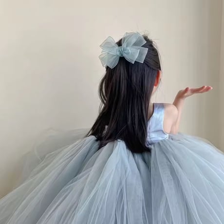 4color リボンシフォンチュールヘアクリップ(1530)