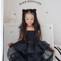 Black ショルダーリボンクリンクルチュチュドレス(3106)