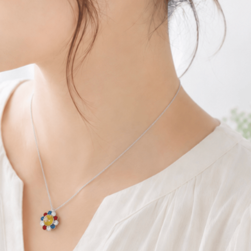 N-057】スワロフスキー フラワー ネックレス | TricoloreDaisy