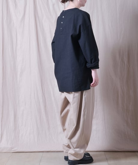 【TISSU】トリプルワッシャーリネンコットン　バックボタンロングスリーブシャツ/TS263SH076