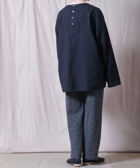 【TISSU】トリプルワッシャーリネンコットン　バックボタンロングスリーブシャツ/TS263SH076