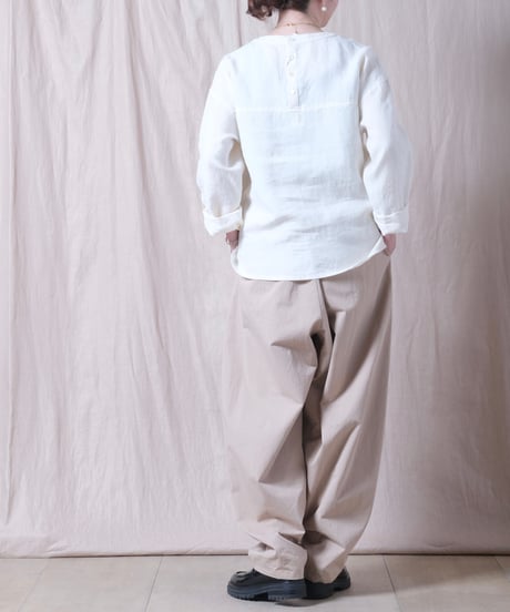 【TISSU】トリプルワッシャーリネンコットン　バックボタンロングスリーブシャツ/TS263SH076
