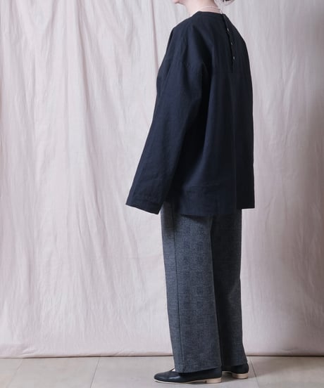 【TISSU】トリプルワッシャーリネンコットン　バックボタンロングスリーブシャツ/TS263SH076
