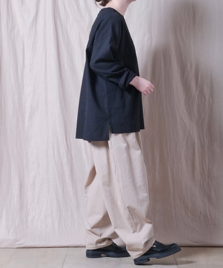 【TISSU】トリプルワッシャーリネンコットン　バックボタンロングスリーブシャツ/TS263SH076
