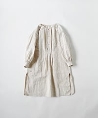 ［ryukicoa］Natural linen no-collar shirt -01-