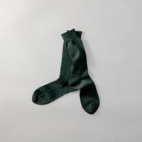MERINO WOOL RIB SOCKS / 22-24cm  Deep green