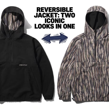 CASY ONLY REVERSIBLE ANORAK, CAMO / BLACK