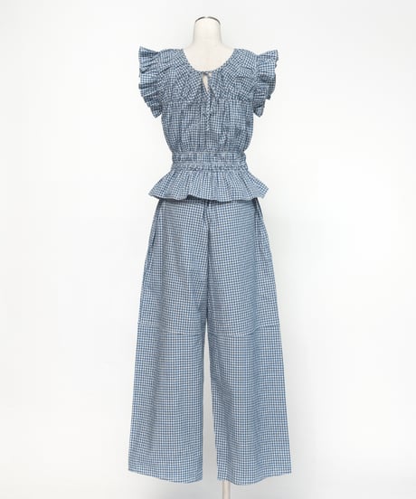 チェックTOPS＆チェックワイドパンツ【WCJ-PP-144BLU/WCJ-PP-132BLU】